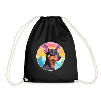 Austrian Pinscher Dog Breed Cartoon Kawaii Waterco - Drawstring Bag - black - Front