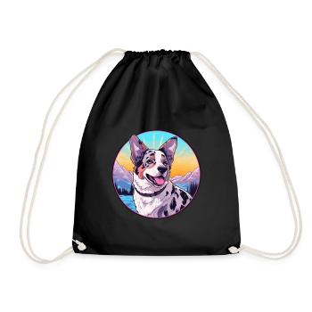Australian Stumpy Tail Cattle Dog Breed Cartoon Ka - Drawstring Bag - black - Front