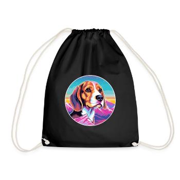 Beagle Kleiner Dufthund Hund Rasse Cartoon Kawaii - Turnbeutel - Schwarz - Vorne