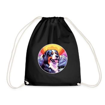 Berner Laufhund Dog Breed Cartoon Kawaii Watercolo - Drawstring Bag - black - Front