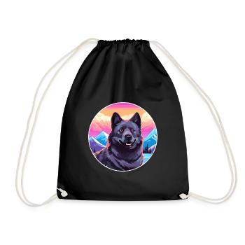 Chien d’élan norvégien noir race de chien Cartoon Kawaii - Sac de sport léger - noir - Devant