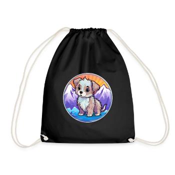 Bleu de Gascogne Petit Dog Rasse Cartoon Kawaii Wa - Turnbeutel - Schwarz - Vorne