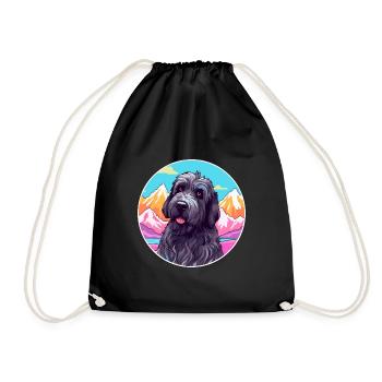 Terrier Russe Noir Race De Chien Cartoon Kawaii Wat - Sac de sport léger - noir - Devant
