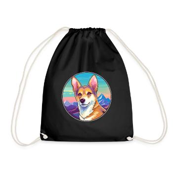 Carolina race de chien dessin animé Kawaii aquarelle - Sac de sport léger - noir - Devant