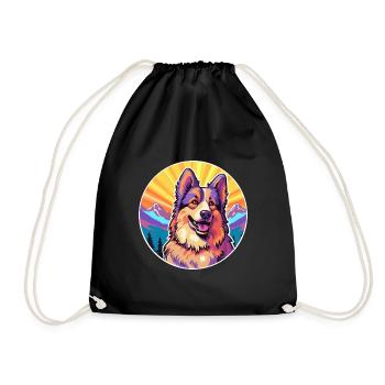 Bohemian Shepherd Dog Breed Cartoon Kawaii Waterco - Drawstring Bag - black - Front
