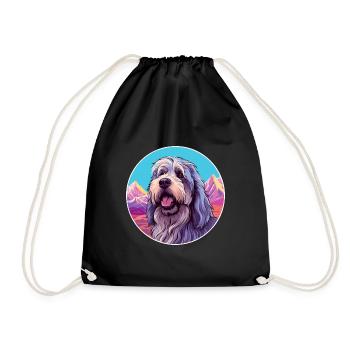 Bergamasco Schäferhund Rasse Cartoon Kawaii Wasser - Turnbeutel - Schwarz - Vorne