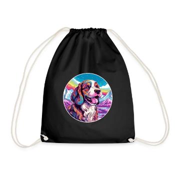 Drever chien race dessin animé Kawaii aquarelle - Sac de sport léger - noir - Devant