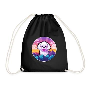 Bichon Frise chien race Cartoon Kawaii aquarelle - Sac de sport léger - noir - Devant