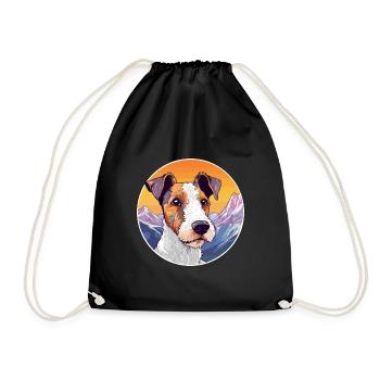 Foxterrier Glatte Hunderasse Cartoon Kawaii Waterc - Turnbeutel - Schwarz - Vorne