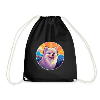 Spitz allemand chien race dessin animé Kawaii aquarelle - Sac de sport léger - noir - Devant