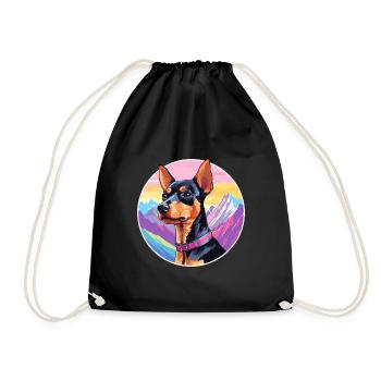 Harlekin Pinscher Hunderasse Cartoon Kawaii Waterc - Turnbeutel - Schwarz - Vorne