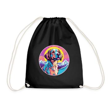 Jamthund Dog Breed Cartoon Kawaii Watercolor - Drawstring Bag - black - Front