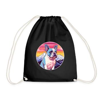 Bouledogue Français chien race Cartoon Kawaii aquarelle - Sac de sport léger - noir - Devant