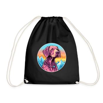 Chien allemand à poil court race dessin animé kawaii waterc - Sac de sport léger - noir - Devant