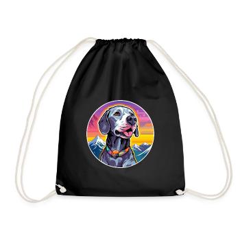 Chien gris chien race dessin animé Kawaii aquarelle - Sac de sport léger - noir - Devant