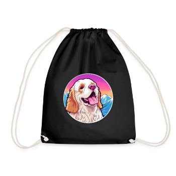 Clumber Spaniel Hund Rasse Cartoon Kawaii Watercolo - Turnbeutel - Schwarz - Vorne