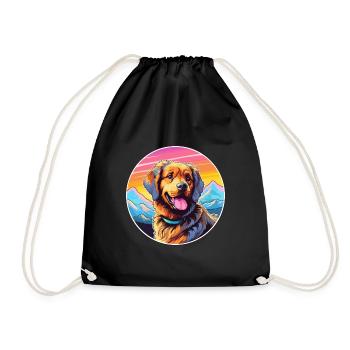 Hovawart chien race dessin animé Kawaii aquarelle - Sac de sport léger - noir - Devant