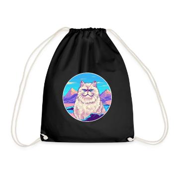 Colorpoint chat persan coloré dessin animé aquarelle - Sac de sport léger - noir - Devant