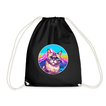 Chypre Chat Coloré Dessin Animé Aquarelle Illustratio - Sac de sport léger - noir - Devant
