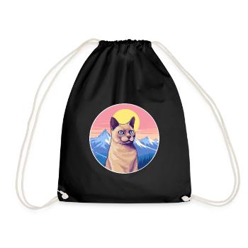 Chat birman européen coloré dessin animé aquarelle I - Sac de sport léger - noir - Devant
