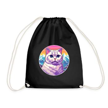 British Shorthair chat coloré dessin animé aquarelle - Sac de sport léger - noir - Devant