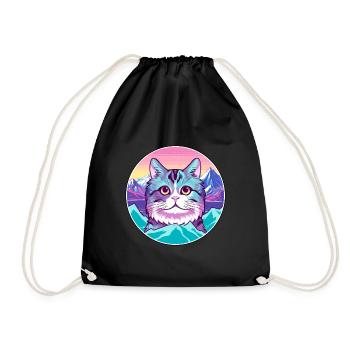 Khao Manee Cat Coloré Cartoon Aquarelle Illustr - Sac de sport léger - noir - Devant