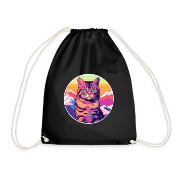 Havanna Braune Katze Bunte Karikatur Aquarell Illus - Turnbeutel - Schwarz - Vorne