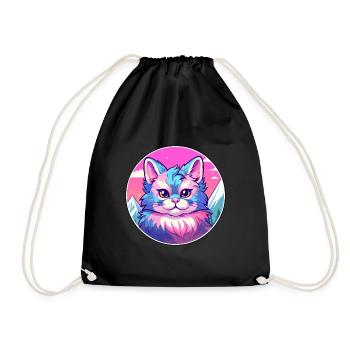 Ussuri chat coloré dessin animé aquarelle illustratio - Sac de sport léger - noir - Devant