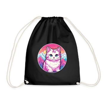Munchkin Katze bunte Karikatur Aquarell illustriert - Turnbeutel - Schwarz - Vorne