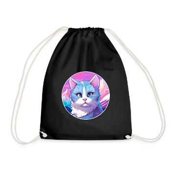 Russische blaue Katze bunte Karikatur Aquarell Illus - Turnbeutel - Schwarz - Vorne