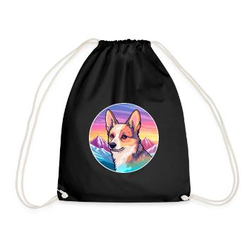 Norwegische Lundehund Hunderasse Cartoon Kawaii Wasser - Turnbeutel - Schwarz - Vorne