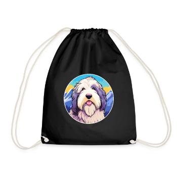 Alter englischer Schäferhund Hunderasse Cartoon Kawaii Wate - Turnbeutel - Schwarz - Vorne