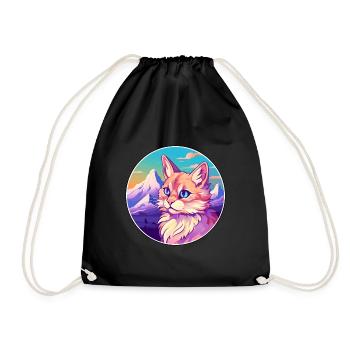Chat Somali Coloré Dessin Animé Aquarelle Illustratio - Sac de sport léger - noir - Devant