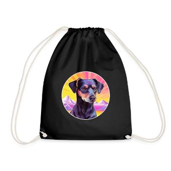 Patterdale Terrier Dog Breed Cartoon Kawaii Waterc - Drawstring Bag - black - Front