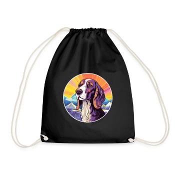 Posavac Hound Dog Breed Cartoon Kawaii Watercolor - Drawstring Bag - black - Front