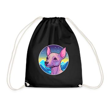 Mexikanische haarlose Hunderasse Cartoon Kawaii Watercol - Turnbeutel - Schwarz - Vorne
