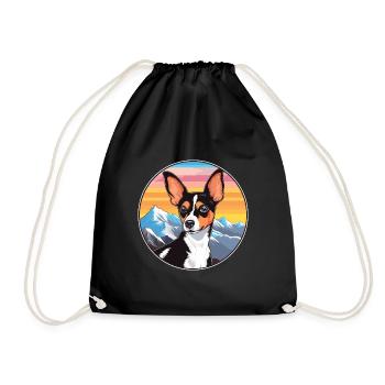 Spielzeug Foxterrier Hunderasse Cartoon Kawaii Watercolo - Turnbeutel - Schwarz - Vorne