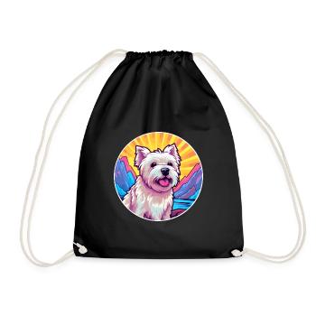 West Highland White Terrier Hunderasse Cartoon Kawa - Turnbeutel - Schwarz - Vorne