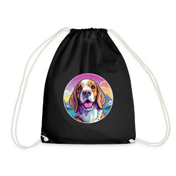Transilvanian Hound Dog Breed Cartoon Kawaii Water - Drawstring Bag - black - Front