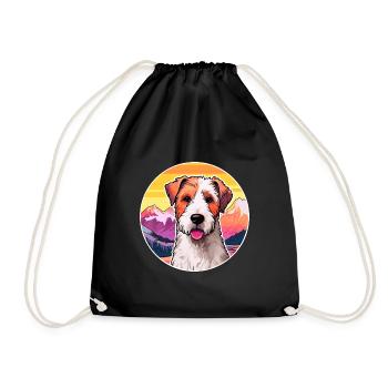 Draht Foxterrier Hunderasse Karikatur Kawaii Watercol - Turnbeutel - Schwarz - Vorne