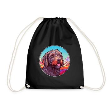 Wirehaired Pointing Griffon Dog Breed Cartoon Kawa - Drawstring Bag - black - Front