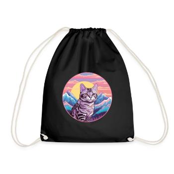 Chat Brésilien À Poil Court Coloré Dessin Animé Watercolo - Sac de sport léger - noir - Devant