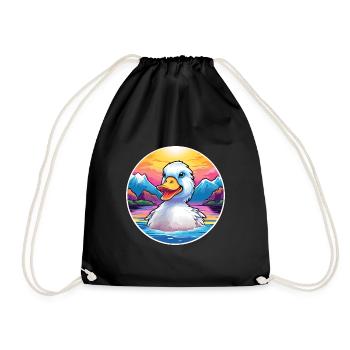 Canard Aquarelle Dessin Animé Kawaii Animal De Compagnie Coloré - Sac de sport léger - noir - Devant