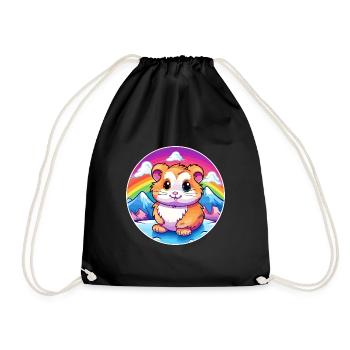 Hamster Aquarell Karikatur Kawaii Haustier Tier Farbe - Turnbeutel - Schwarz - Vorne
