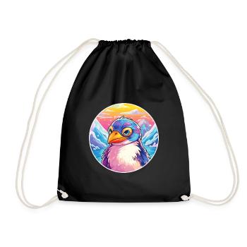 Pingouin Aquarelle Dessin Animé Kawaii Animal De Compagnie Animal Couleur - Sac de sport léger - noir - Devant