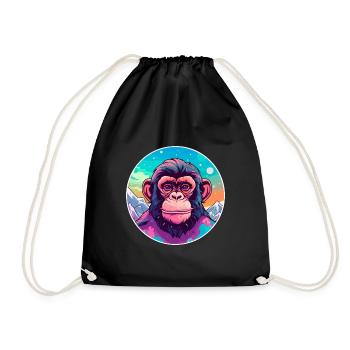 Chimpanzé aquarelle dessin animé kawaii animal de compagnie Co - Sac de sport léger - noir - Devant