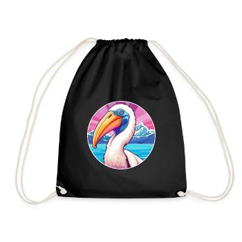 Pélican Aquarelle Dessin Animé Kawaii Animal De Compagnie Animal Couleur - Sac de sport léger - noir - Devant