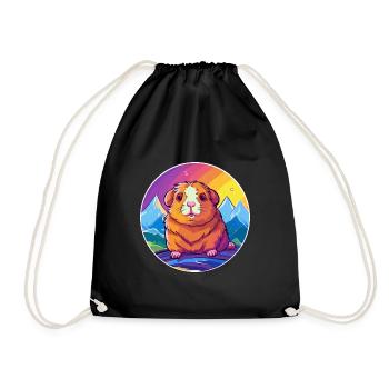 Cochon d’Inde aquarelle dessin animé Kawaii Pet Animal Co - Sac de sport léger - noir - Devant