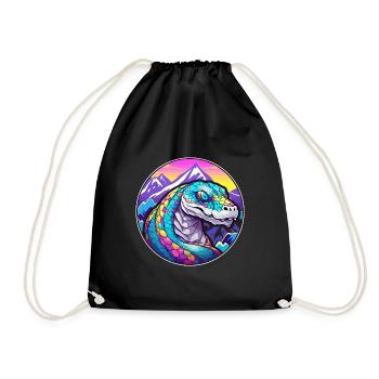 Anaconda Aquarelle Dessin Animé Kawaii Animal Animal Colo - Sac de sport léger - noir - Devant