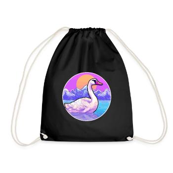 Goose Watercolor Cartoon Kawaii Pet Animal Colorfu - Drawstring Bag - black - Front